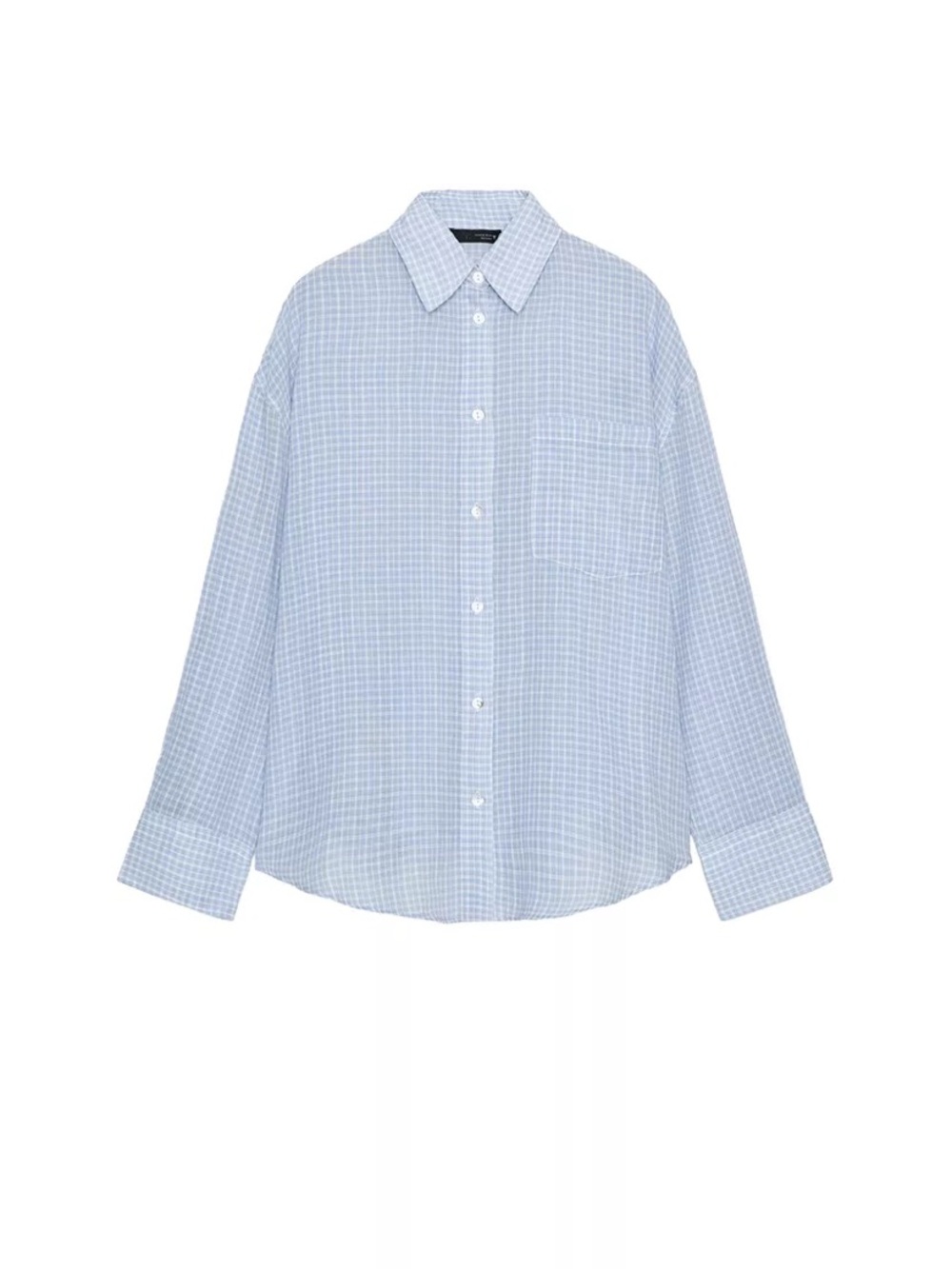 Zara wmns Blue oversized Checked Button-Down Shirt